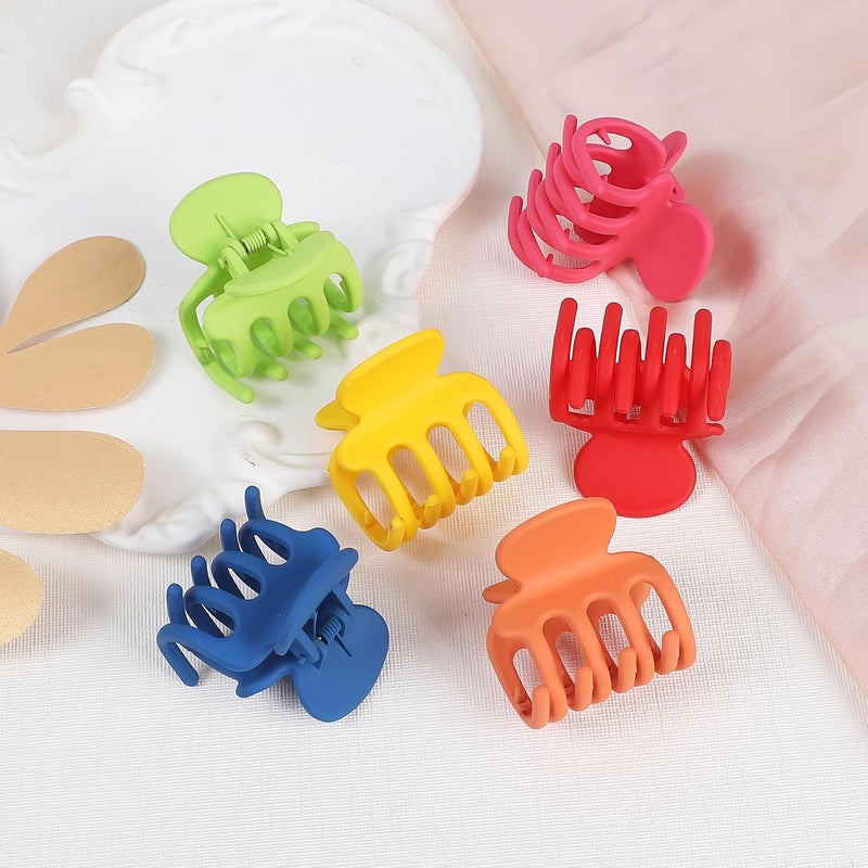 USDNICE 6 Pcs Hair Clips Small Claw Clips for Thin Hair Medium Matte Non-slip Hair Accessories for Women and Girls (Dopamine) - Image 5